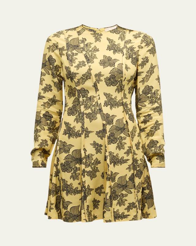 Juliette Floral Long-Sleeve Mini Dress